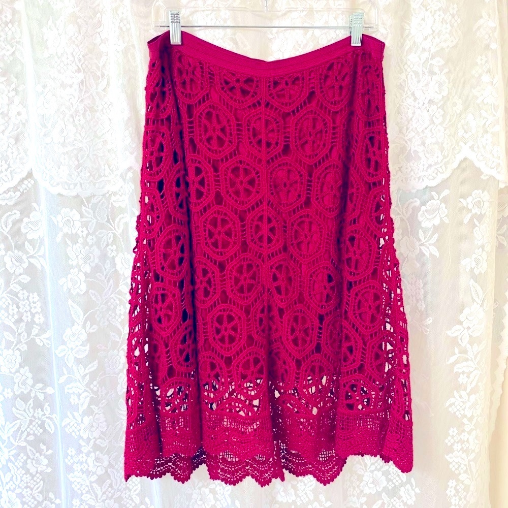 Soft Cotton Lace Skirt Scalloped Hem